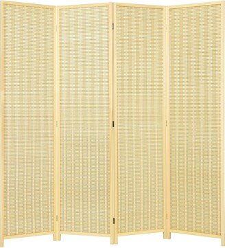 4 Panel Portable Folding Room Divider Screen - Natural - 71