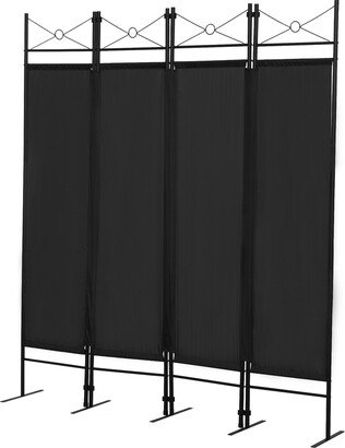 63''Black Four-Fold Wrought Iron Screen