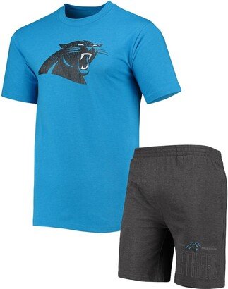 Men's Concepts Sport Charcoal, Blue Carolina Panthers Meter T-shirt and Shorts Sleep Set - Charcoal, Blue