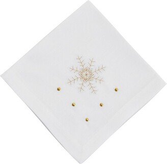 Saro Lifestyle Table Napkins With Embroidered Snowflake Design (Set of 4)