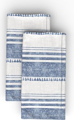 Cloth Napkins: French Linen Chambray Tassel - Blue Cloth Napkin, Longleaf Sateen Grand, Blue