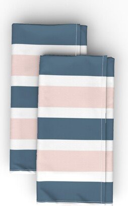 Cloth Napkins: Blush And Blue Stripe Cloth Napkin, Longleaf Sateen Grand, Multicolor