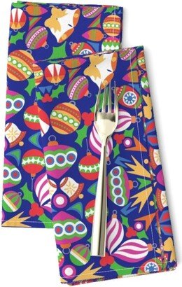 Maximalist Christmas Dinner Napkins | Set Of 2 - Colorful Baubles By Melanie Hodge Blue Bright Cloth Spoonflower