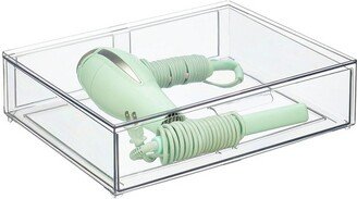 mDesign Clarity Plastic Stackable Bathroom Storage Organizer with Drawer, Clear - , 1 Pack