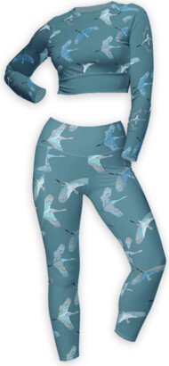 Wild Lady Lils Swooping Crane Athletic Crop Top & High Waist Leggings Set