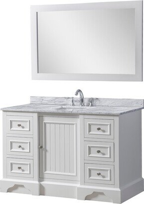 Kingswood 48 in. Vanity in White with White Carrara Marble Top and Mirror