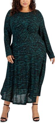 Size Crossover-Waist Maxi Dress - Malachite/Black