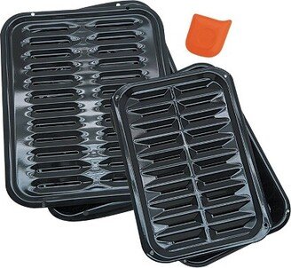 2pc Broiler Pan Set with 1 BP102X and 1 BP106X and 1 Scrape and Kleen