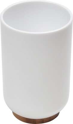 PADANG White Vanity Bath Tumbler Cup or toothbrush Holder - White Bamboo - 10 Fl oz