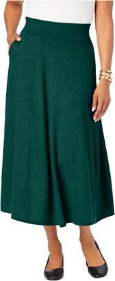 Jessica London Woen’s Plus Size A-Line Cashere Skirt, M - Eerald Green