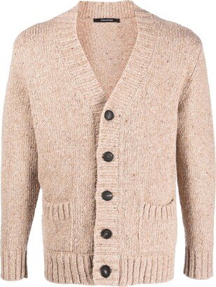 Ribbed Intarsia-Knit Cardigan