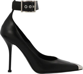 Pointed-Toe Buckle Strap Detailed Pumps