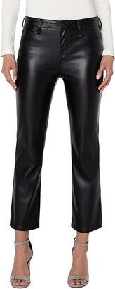 Hannah Cropped Faux Leather Flare (Black) Women's Clothing