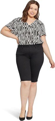 Plus Size Bike Capris Riveted Sideseam Slits in Black (Black) Women's Clothing