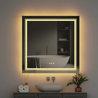 AESOME Square Touch Sensor LED Bathroom Mirror Adjustable Light