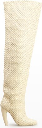 Intrecciato Woven Lambskin Over-The-Knee Boots-AA