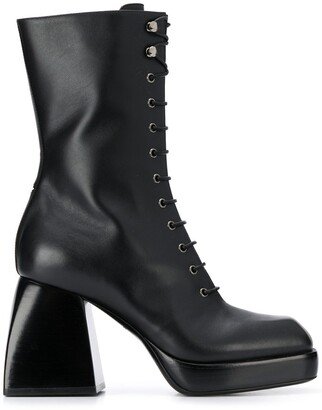 Lace-Up High Heel Boots