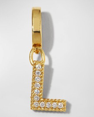 18k Gold & Diamond Letter L Charm