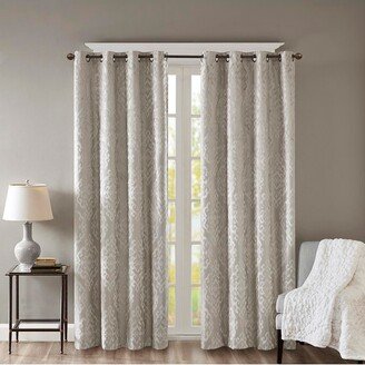 Gracie Mills 1-pc Knitted Jacquard Damask Total Blackout Grommet Top Curtain Panel - 95