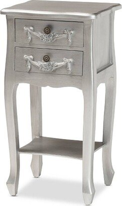 Eliya Brushed Wood 2 Drawer Nightstand Silver