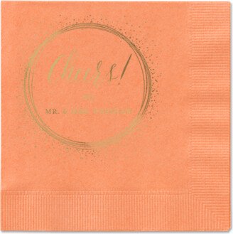 Wedding Napkins: Resplendent Night Napkin, Yellow, Coral