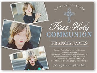 First Communion Invitations: Communion Cross Boy Communion Invitation, Brown, Matte, Signature Smooth Cardstock, Square