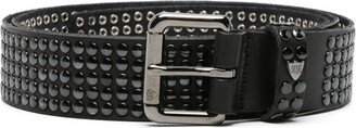 Stud-Embellished Leather Belt-AC