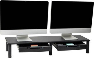 Large Dual Monitor Stand with Storage Riser Black