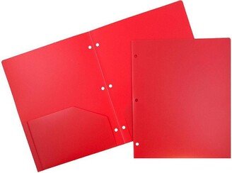 JAM Paper & Envelope JAM 6pk Heavy Duty 3 Hole Punch 2 Pocket School Presentation Paper Folder Red