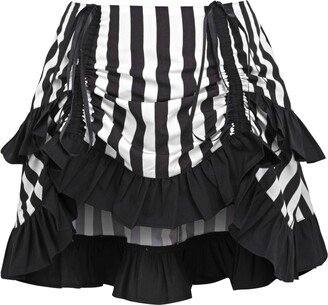 Daisy corsets Women's White/Black Striped Ruched Bustle Skirt