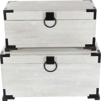 Set of 2 Wood White Trunks White - Olivia & May