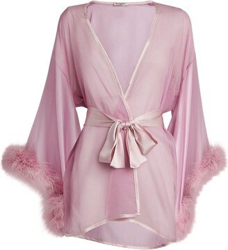 Silk Marabou Feather-Trimmed Diana Robe