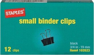 Staples Binder Clips Small 3/4 Width 3/8 Capacity Black 12/Pk 15350