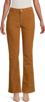 Flat Front Chambray Flared Pants