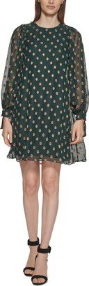 Petite Tie-Cuff Balloon-Sleeve Dress