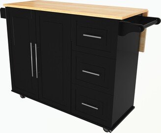 Kitchen cart with Extensible Solid Wood Table Top