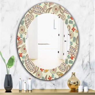 Designart 'Paisley 1' Printed Bohemian and Eclectic Frameless Oval or Round Wall Mirror - Multi