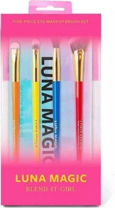 LUNA MAGIC Blend It Girl Eye Makeup Brush Set with Holographic Pouch - 5ct