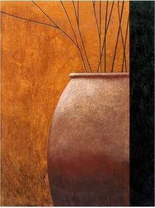 Pablo Esteban Large Vase Against Yellow Canvas Art - 19.5 x 26