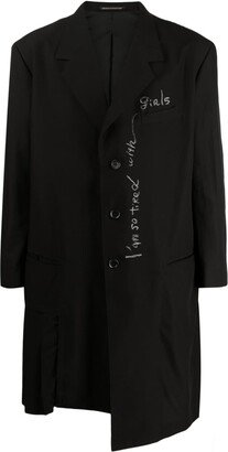 Graphic-Print Single-Breasted Coat-AB