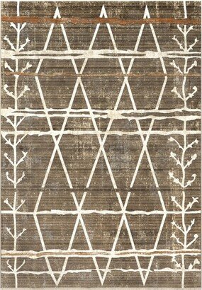 Pippa Distressed Diamond Trellis Fringe Area Rug Beige Size