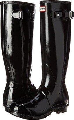 Tall Gloss Rain Boots (Black Gloss) Women's Shoes