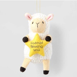 Fabric Sheep with 'Godchild Blessing 2022' Star Christmas Tree Ornament - Wondershop™