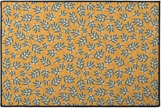 Door Mats: Olive Branches Hanukkah - Blue On Yellow Door Mat, Yellow