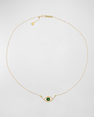 Stevie Wren 18K Tsavorite Hexagon Evil Eye Necklace with Diamonds