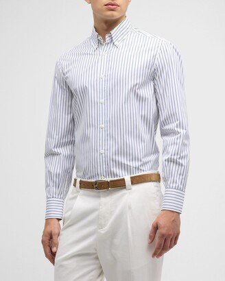 Men's Cotton Stripe Sport Shirt-AA