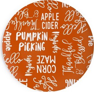 Salad Plates: Favorite Things Of Fall - Fall Words On Cider Salad Plate, Orange