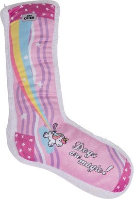 Jojo Modern Pets Squeaking Unicorn Printed Sock Comfort Plush Dog Chew Toy