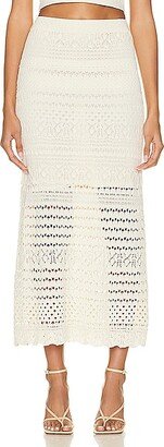 SIMKHAI Alita Macrame Mixed Stitch Maxi Skirt in Cream