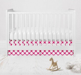 Large Dots Crib/Toddler Bed Skirt - Fuschia